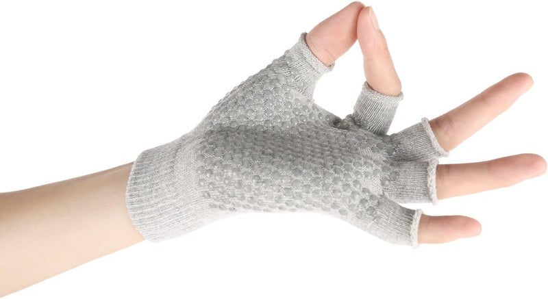 YL traV YL TRD V 2 Packs of Non Slip Fingerless Yoga Gloves Exercise Gloves Workout Gloves (Transparent dots) - Image 4